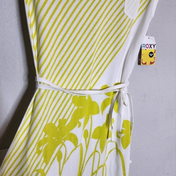 NWT Roxy Girls floral stripe lemon lime dress - Picture 6 of 16